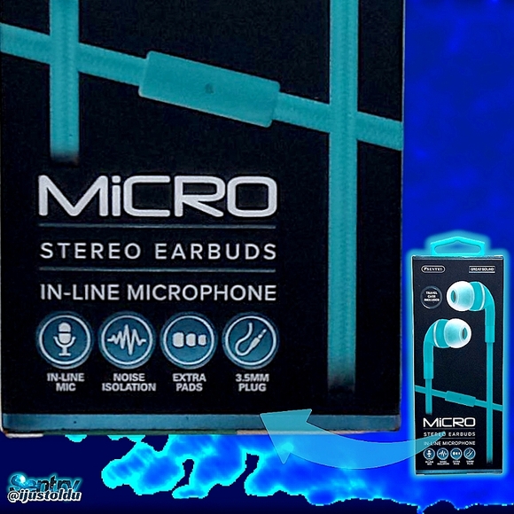 Sentry MICRO Stereo In-Ear Buds with Mic | Teal | Deluxe Tangle-Free Cord - Picture 7 of 13